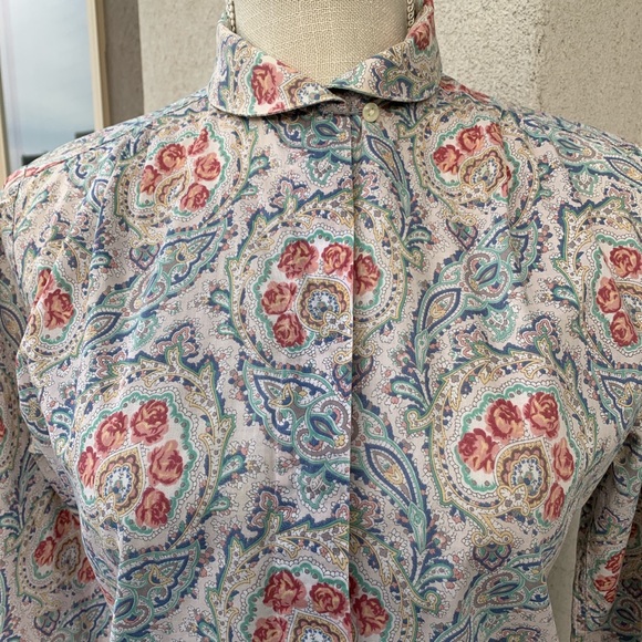 Vintage foxcroft floral paisley cotton button up blouse S - Picture 4 of 4